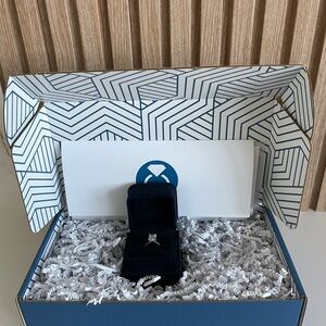 Elegant radiant cut 3 carat lab grown diamond set in 18K white gold pave ring